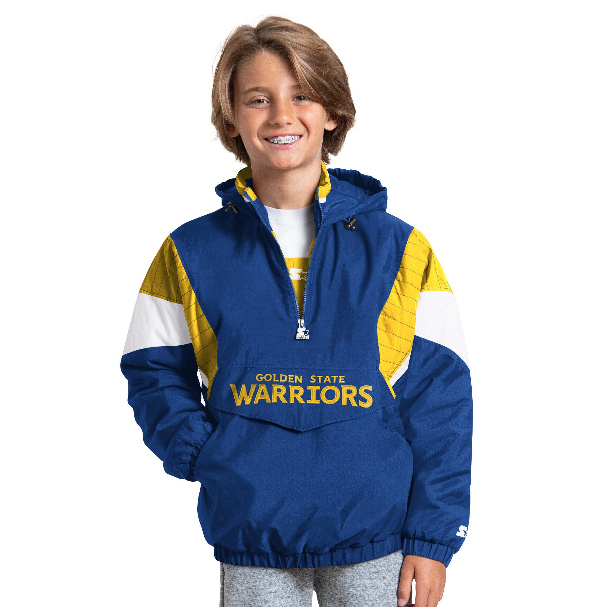 Veste à capuche demi-zip Youth Starter Royal Golden State Warriors The Throwback Jr.