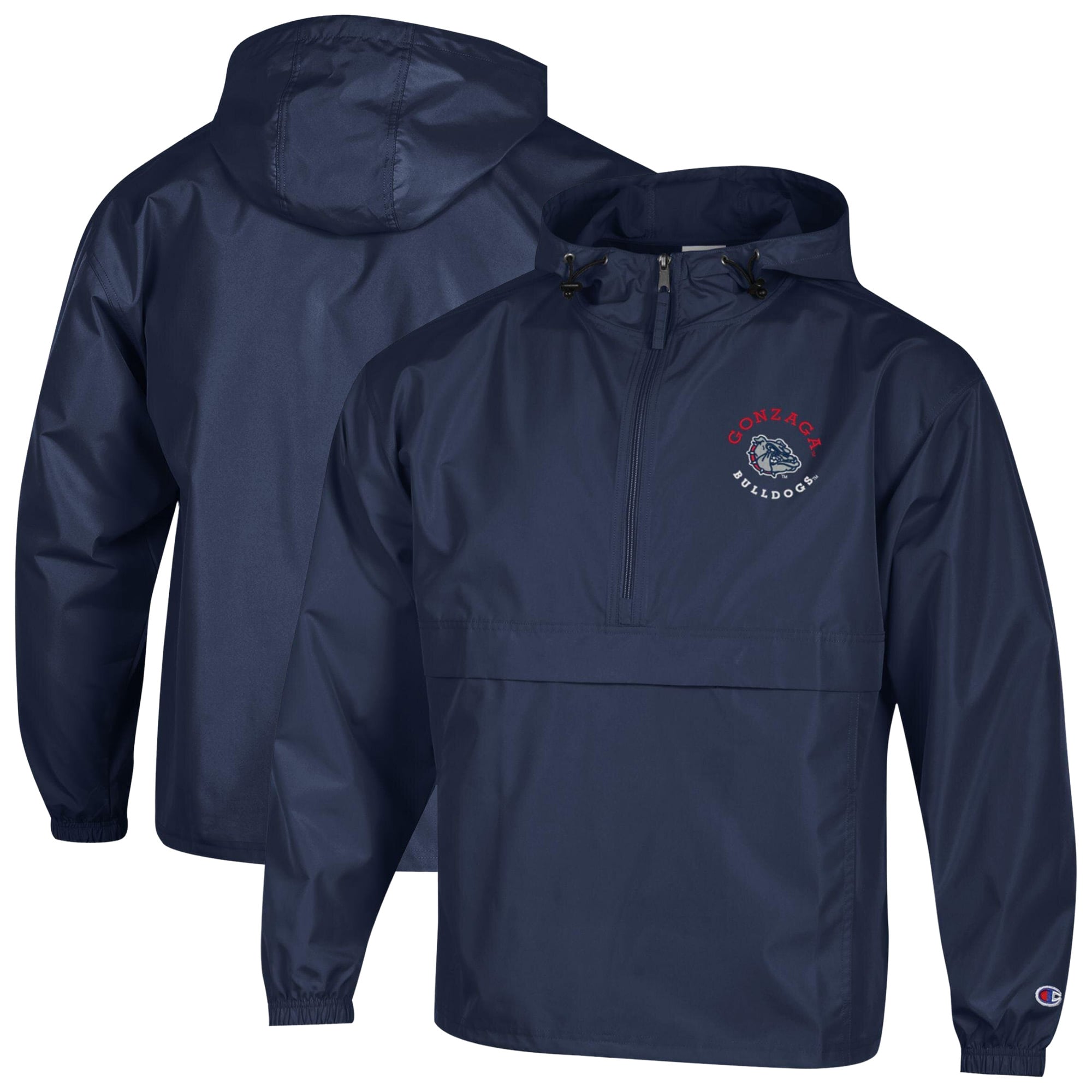 Veste à capuche zippée demi-zip compressible Champion Navy Gonzaga Bulldogs pour homme