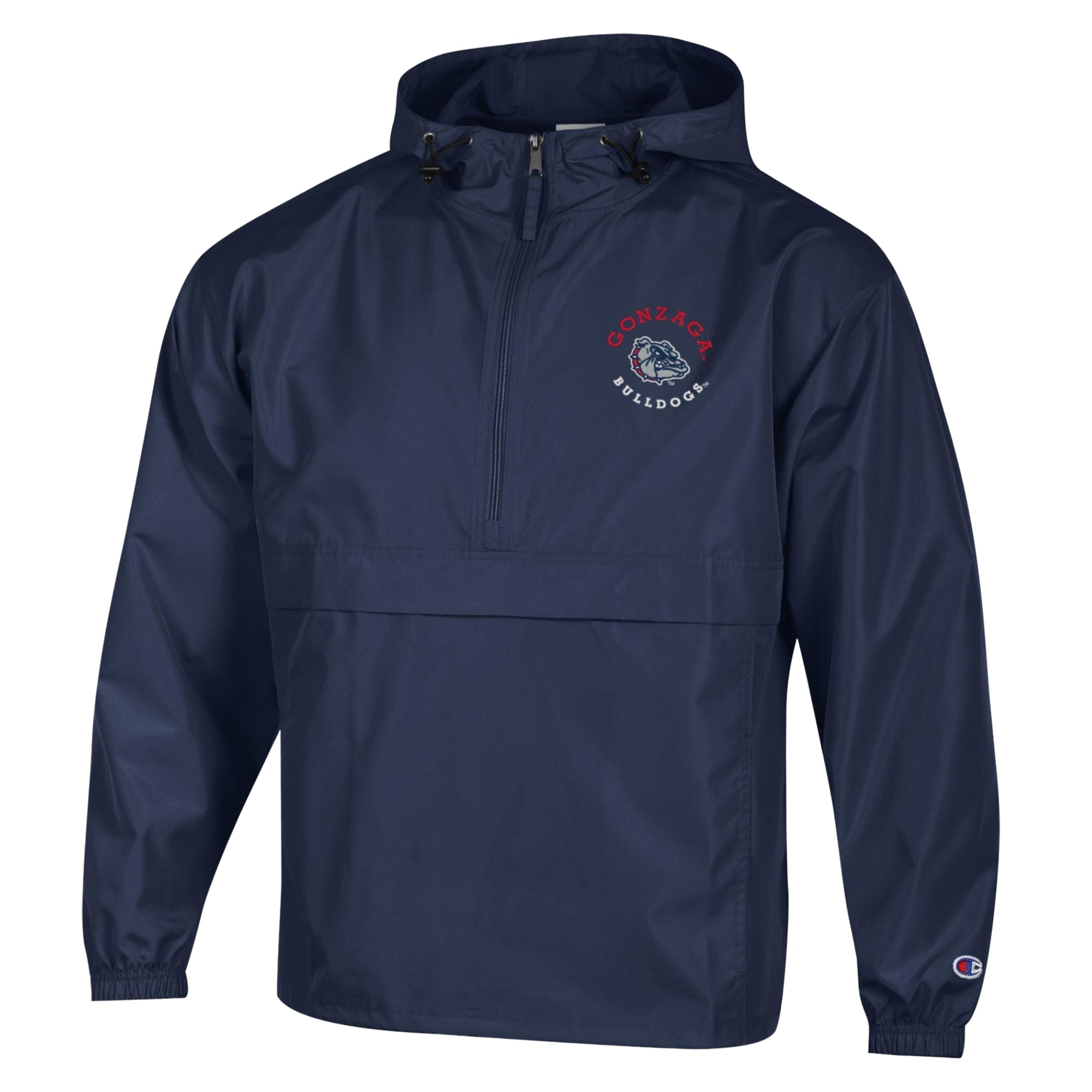Veste à capuche zippée demi-zip compressible Champion Navy Gonzaga Bulldogs pour homme