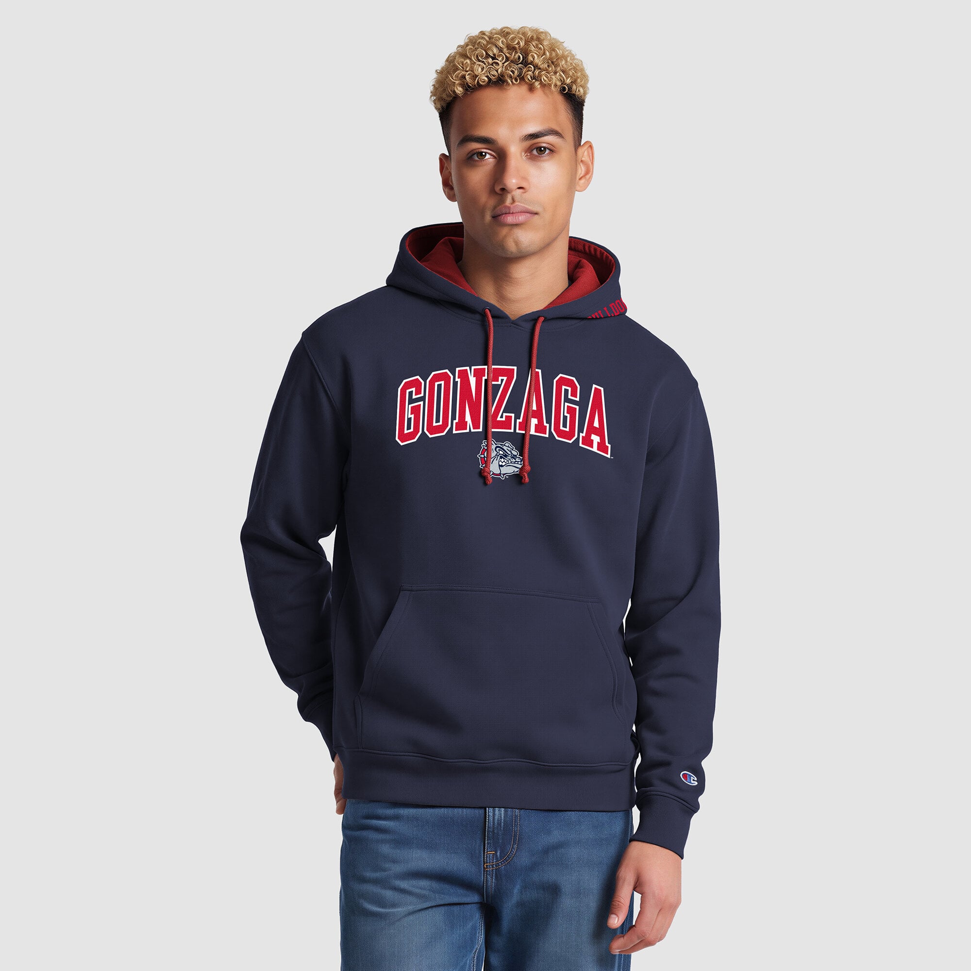 Sweat à capuche contrasté Champion bleu marine/rouge Gonzaga Bulldogs pour homme