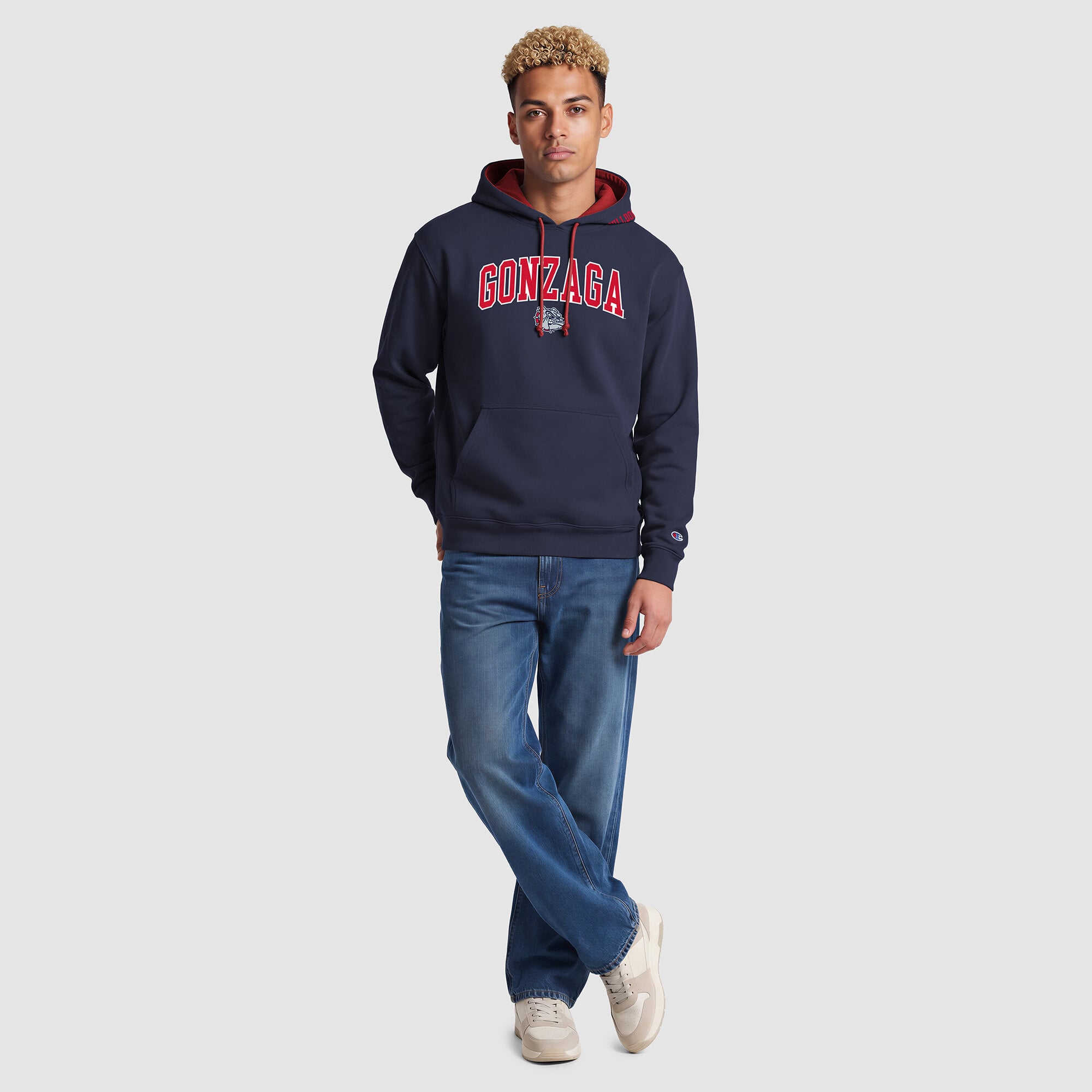 Sweat à capuche contrasté Champion bleu marine/rouge Gonzaga Bulldogs pour homme