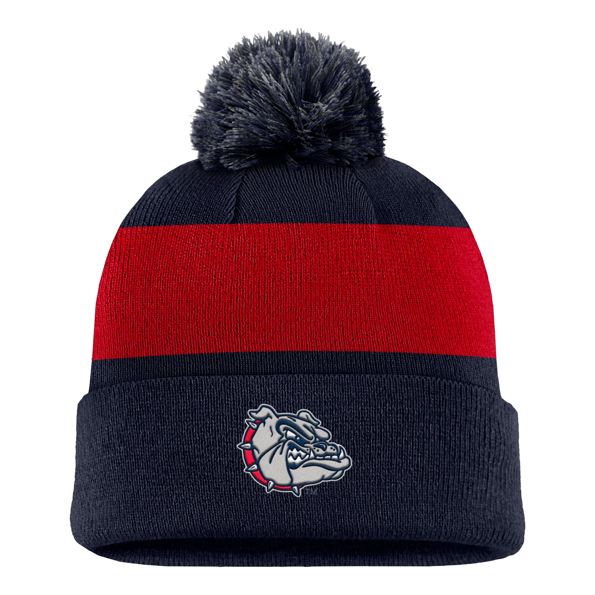 Bonnet à rayures et logo Nike Primetime pour homme, bleu marine, Gonzaga Bulldogs, avec pompon