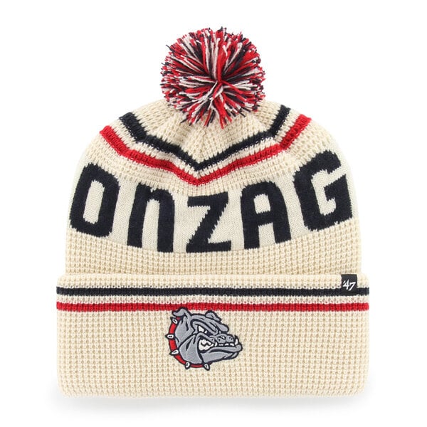 Bonnet unisexe '47 Crème Gonzaga Bulldogs Quattrle en maille gaufrée à revers avec pompon