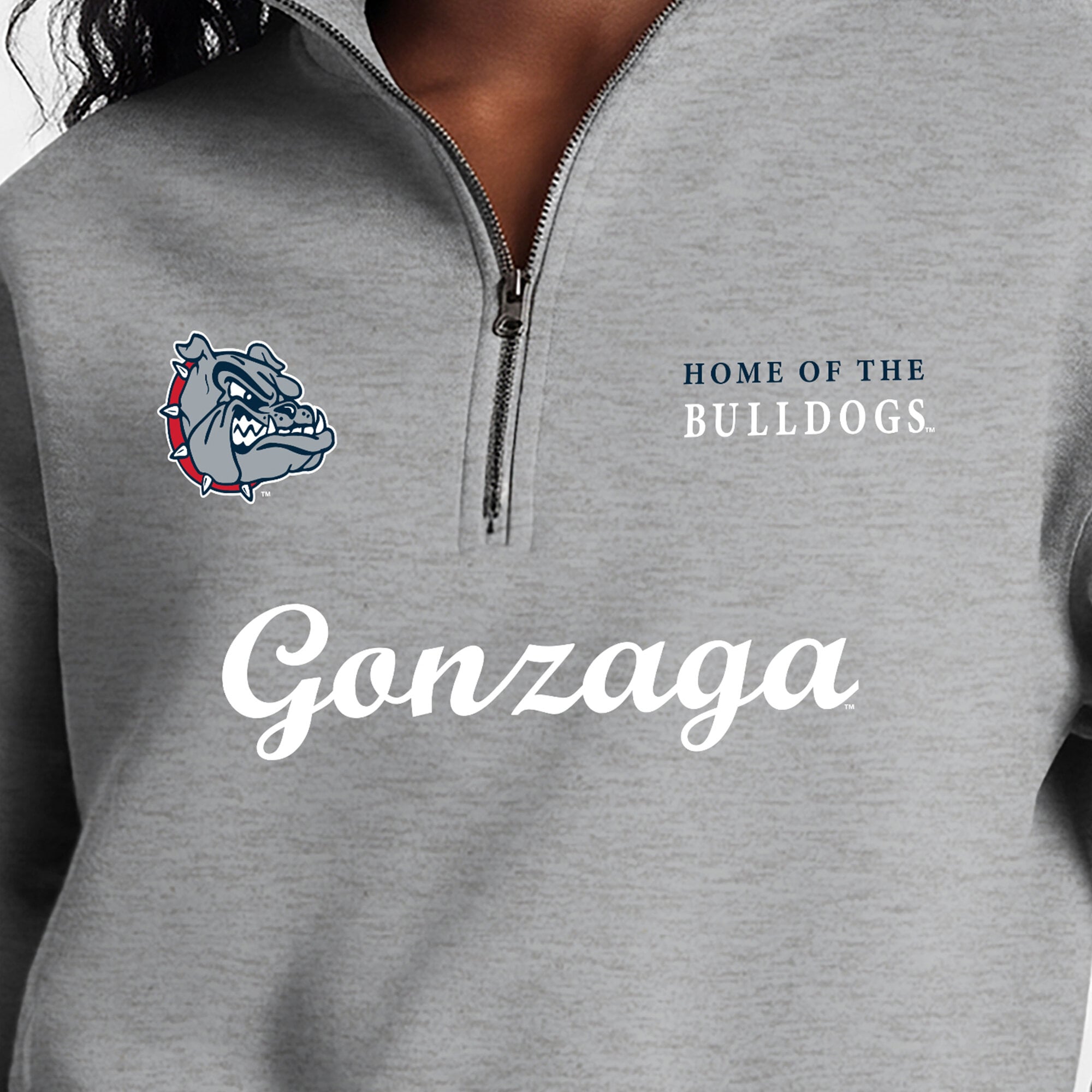 Women's Champion Gray Gonzaga Bulldogs Academic Triumph Quarter-Zip Tri-Blend Pullover