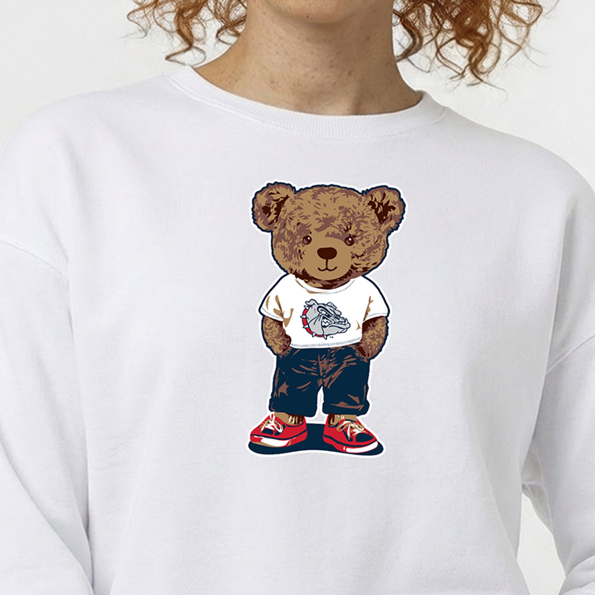 Women's Champion  White Gonzaga Bulldogs Teddy Bear Fleece Sweatshirt