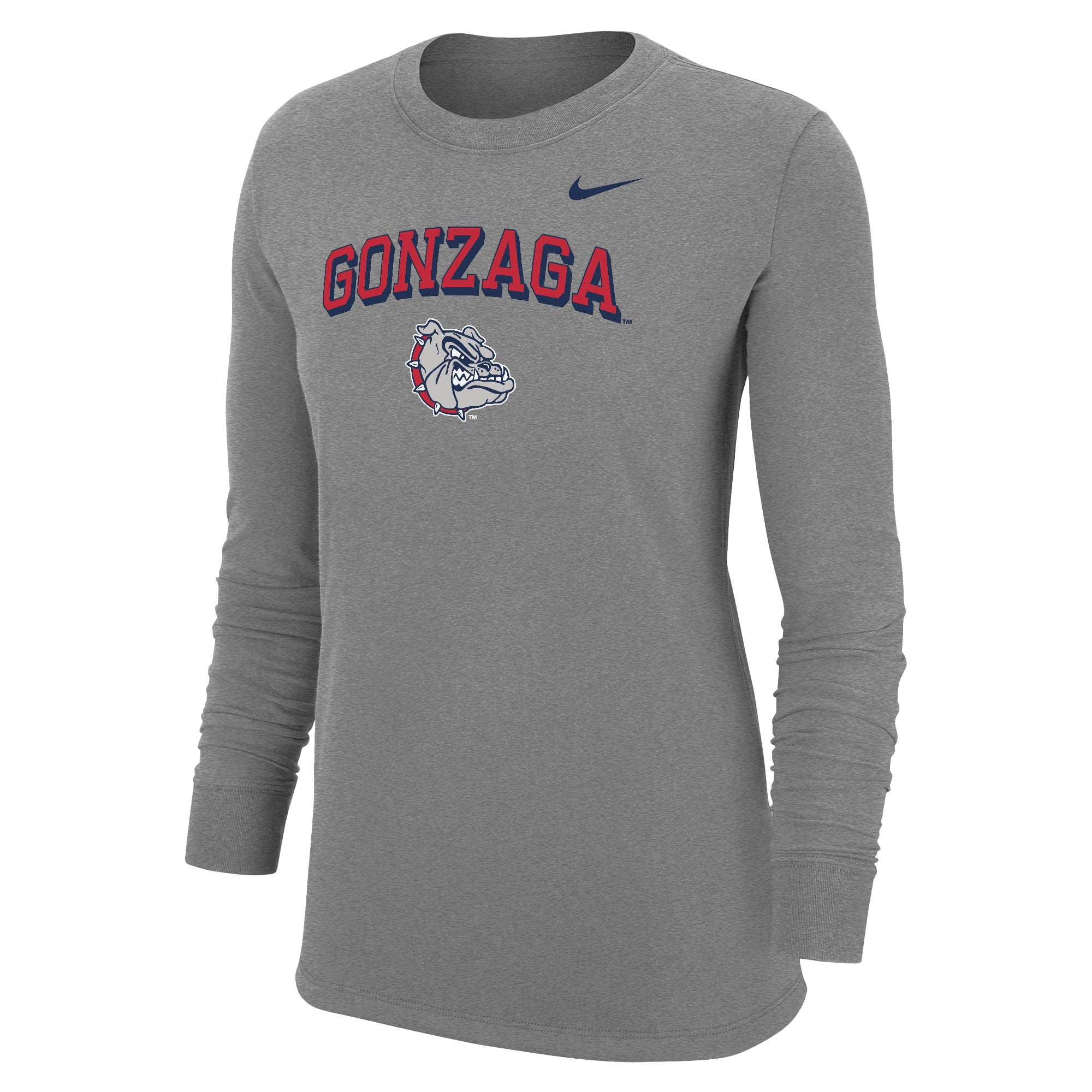 Women's Nike Heather Gray Gonzaga Bulldogs Core Long Sleeve T-Shirt