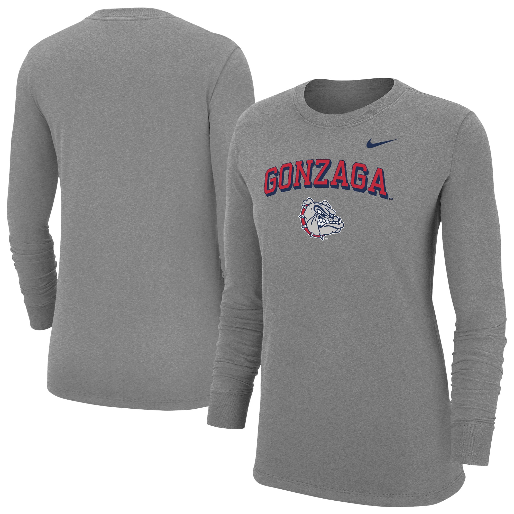 Women's Nike Heather Gray Gonzaga Bulldogs Core Long Sleeve T-Shirt