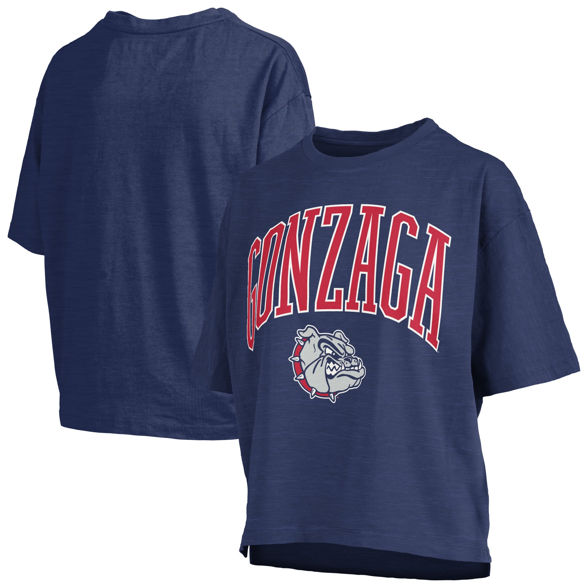 Women's Pressbox Navy Gonzaga Bulldogs Oversized Nelson Arch Over Logo Slub T-Shirt