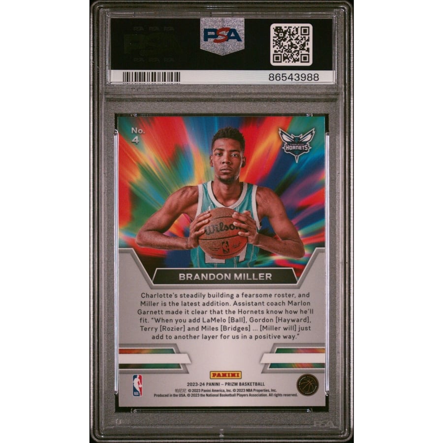 Graded 2023 Prizm Brandon Miller #4 Instant Impact RC Basketball 
