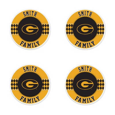 Grambling Tigers 4" Personalized Circular Coasters 4-Pack Set
