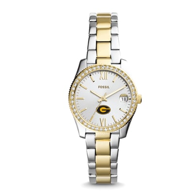 Grambling Tigers Fossil Women's Personalized Scarlette Mini Two-Tone Stainless Steel Watch - Silver