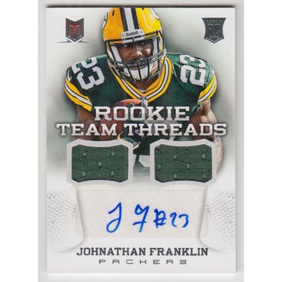 2013 Momentum Rookie Team Threads Dual Materials Signatures #18 Johnathan Franklin/49