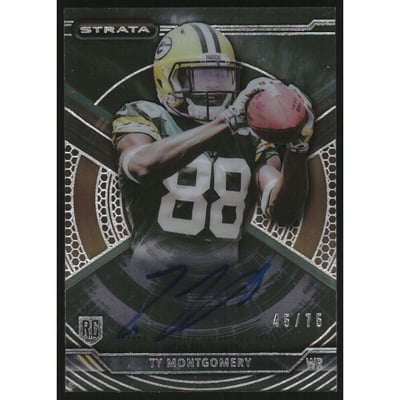 2015 Topps Strata Autographs Green #SATMO Ty Montgomery