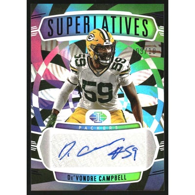 2022 Panini Illusions Superlatives Autographs Purple #21 De'Vondre Campbell/10