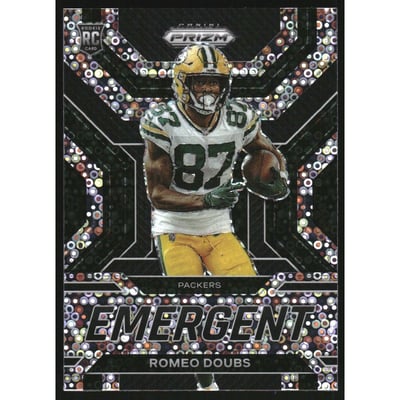 2022 Panini Prizm Emergent Prizms No Huddle #14 Romeo Doubs