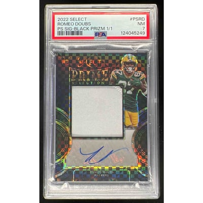 2022 Select Prime Selections Black Prizm #PS-RD Romeo Doubs RC Auto 1/1 PSA 7