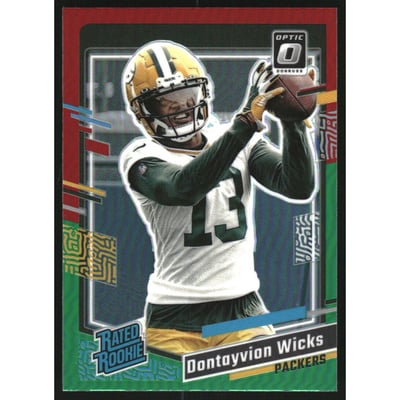 2023 Donruss Optic Rated Rookies Preview Red and Green #333 Dontayvion Wicks