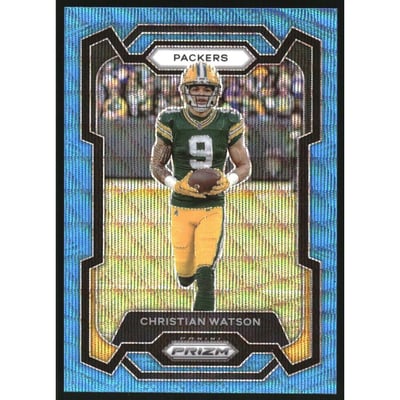 2023 Panini Prizm Prizms Blue Wave #107 Christian Watson