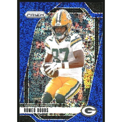 2024 Panini Prizm Prizms Blue Sparkle #104 Romeo Doubs