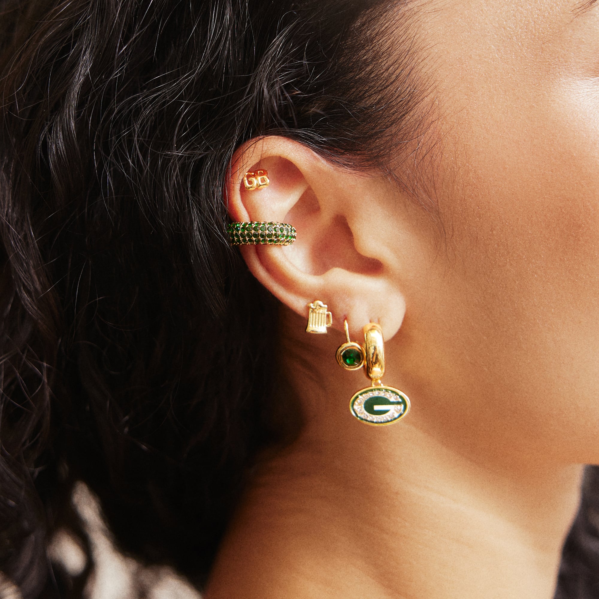 BaubleBar Green Bay Packers Mixed Earring Set