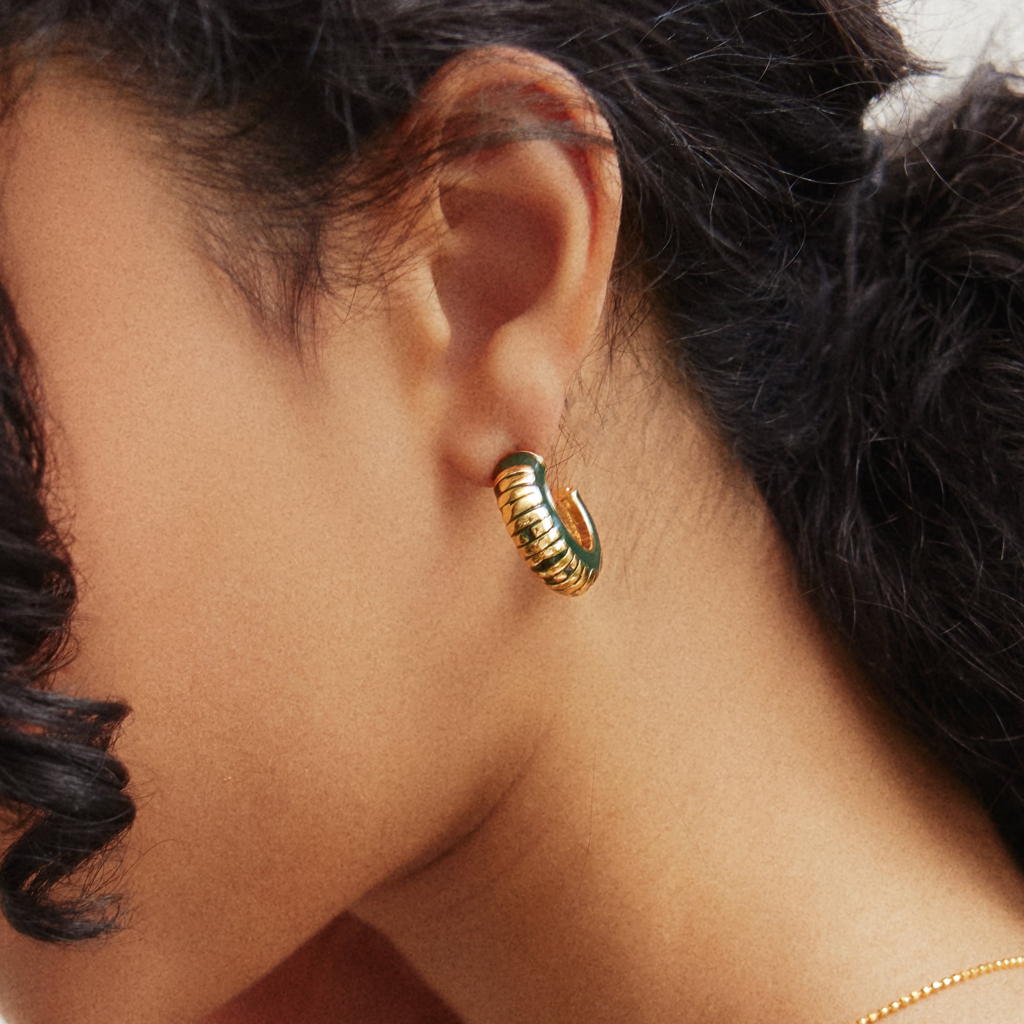 BaubleBar Green Bay Packers Puffy Enamel Hoop Earrings