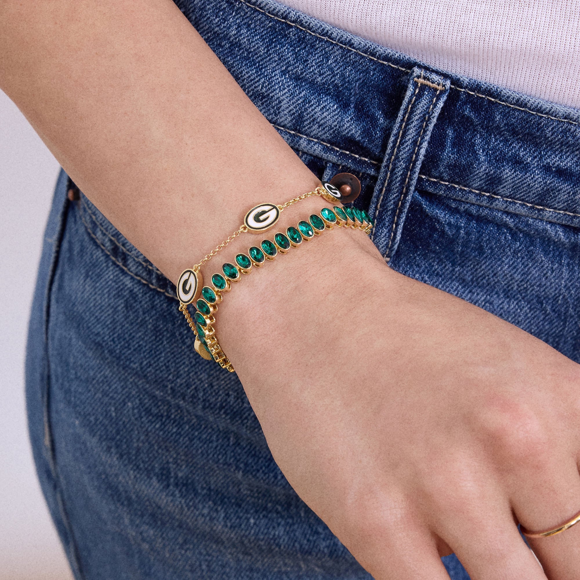 Ensemble de deux bracelets de tennis BaubleBar Green Bay Packers
