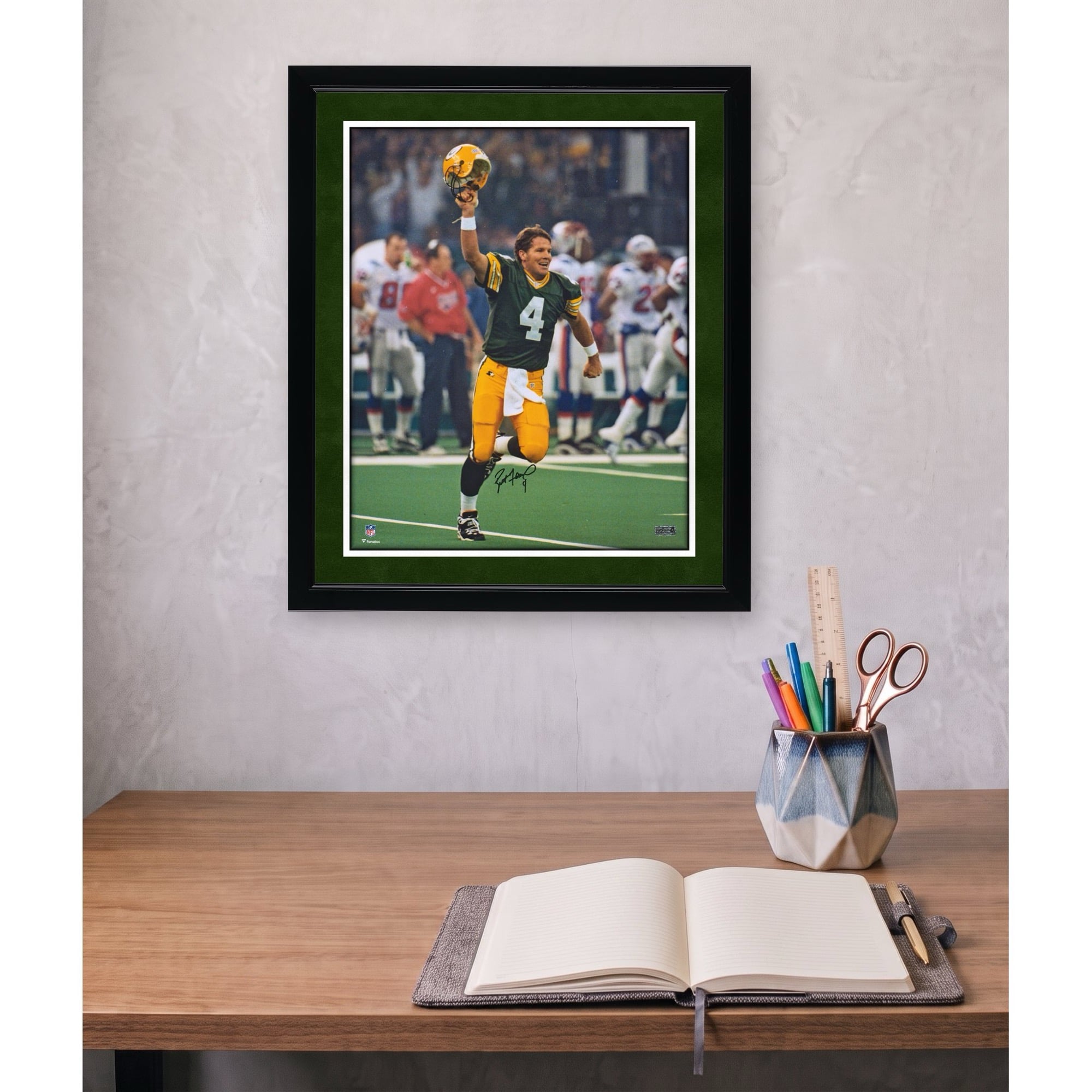 Photo dédicacée de Brett Favre (Green Bay Packers) - 40 x 50 cm (16 x 20 pouces) - Célébration du Super Bowl XXXI