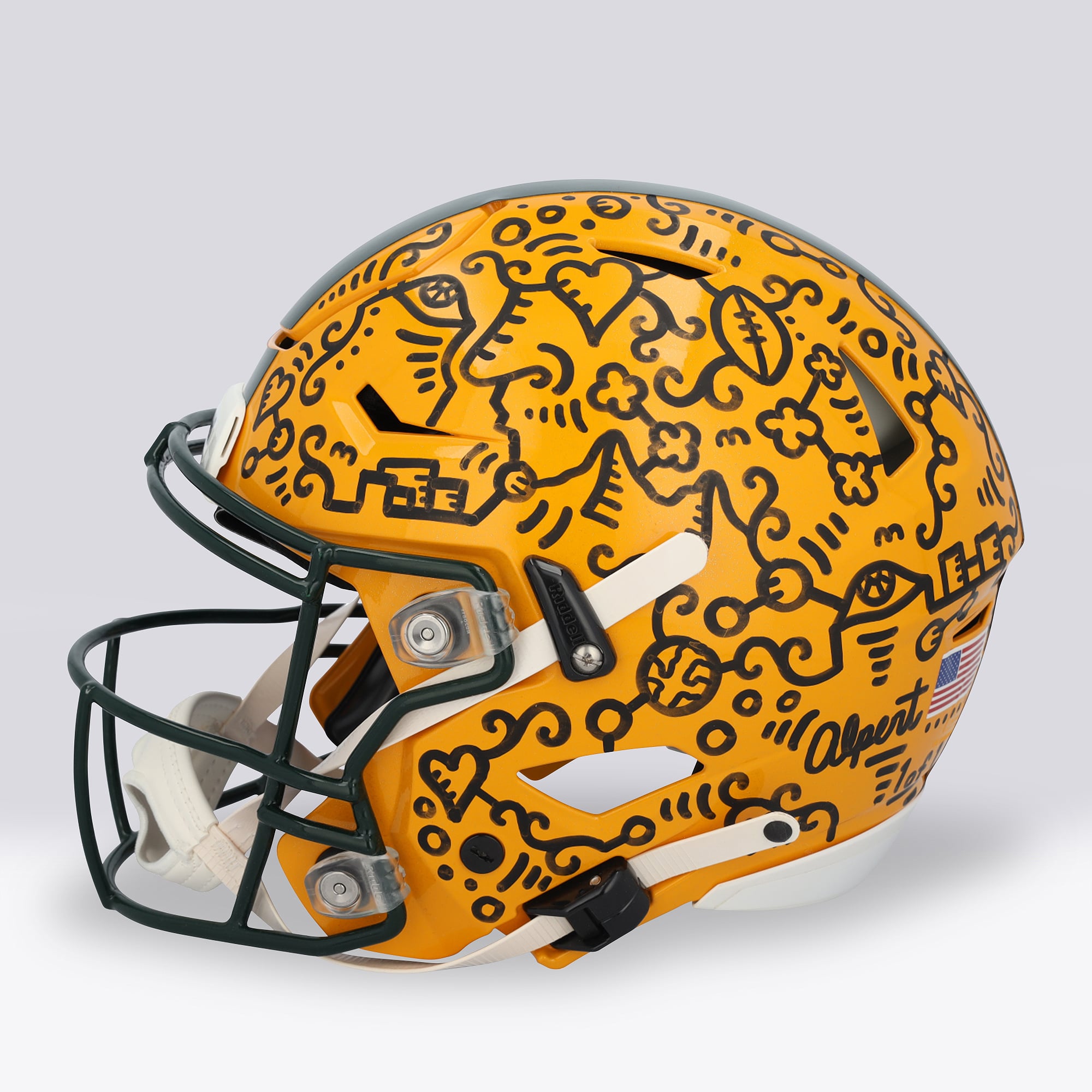 Casque Riddell Speed ​​Flex Authentic autographié par Brett Favre (Green Bay Packers) - Illustration d'Alex Alpert - Édition limitée n° 1/1 - UW25