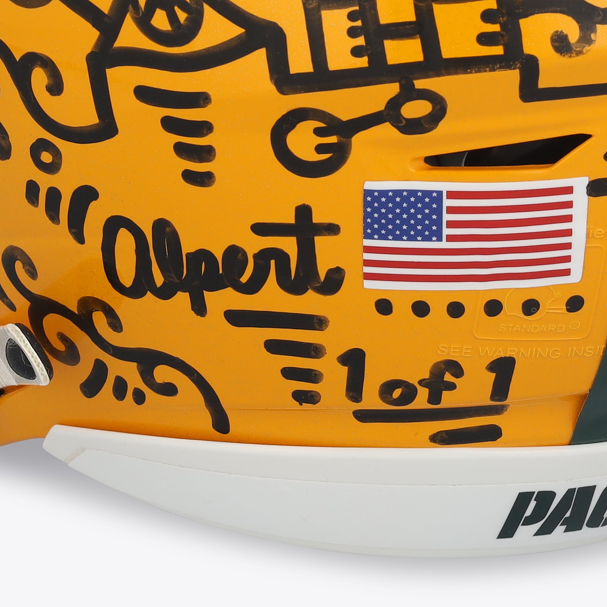Casque Riddell Speed ​​Flex Authentic autographié par Brett Favre (Green Bay Packers) - Illustration d'Alex Alpert - Édition limitée n° 1/1 - UW25