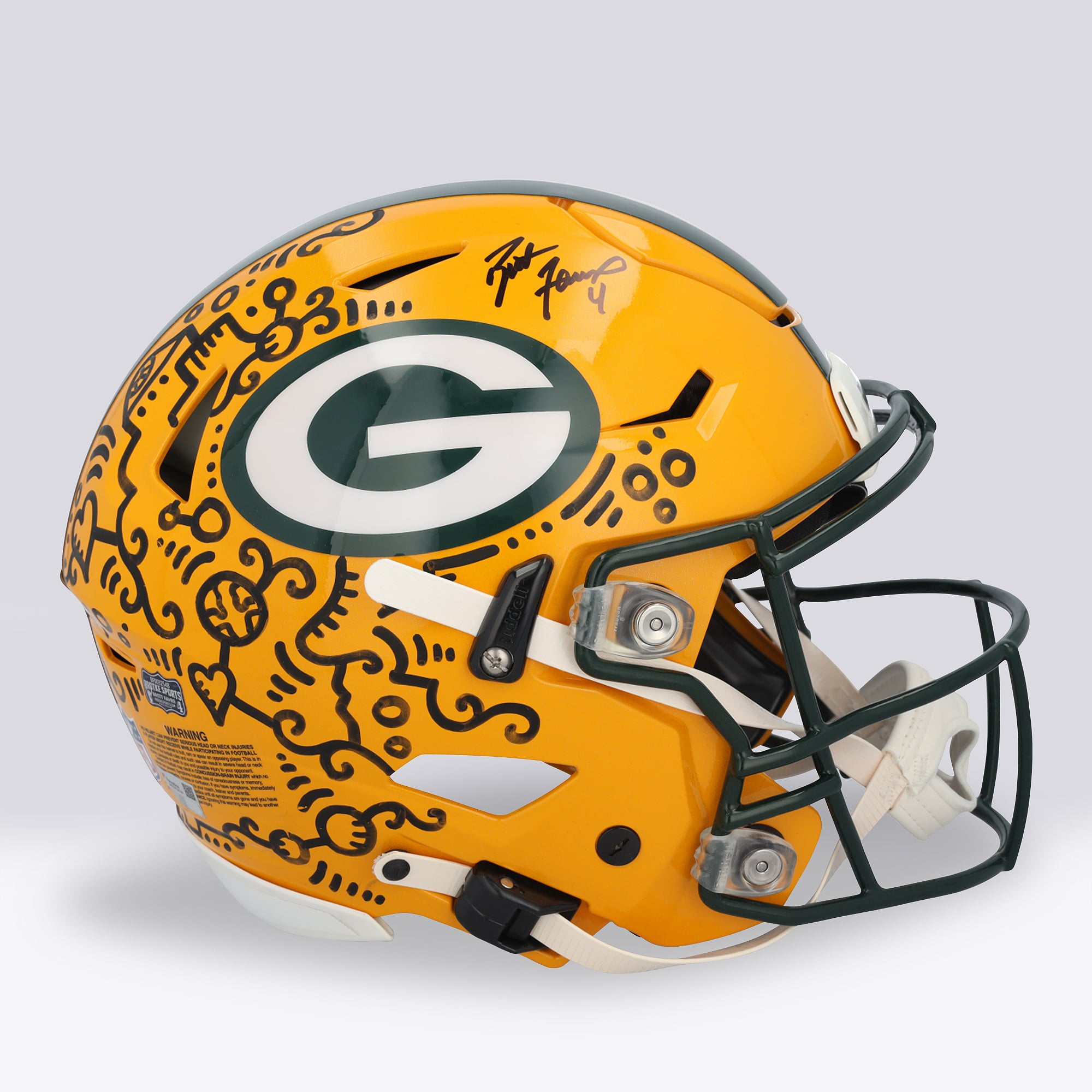 Casque Riddell Speed ​​Flex Authentic autographié par Brett Favre (Green Bay Packers) - Illustration d'Alex Alpert - Édition limitée n° 1/1 - UW25