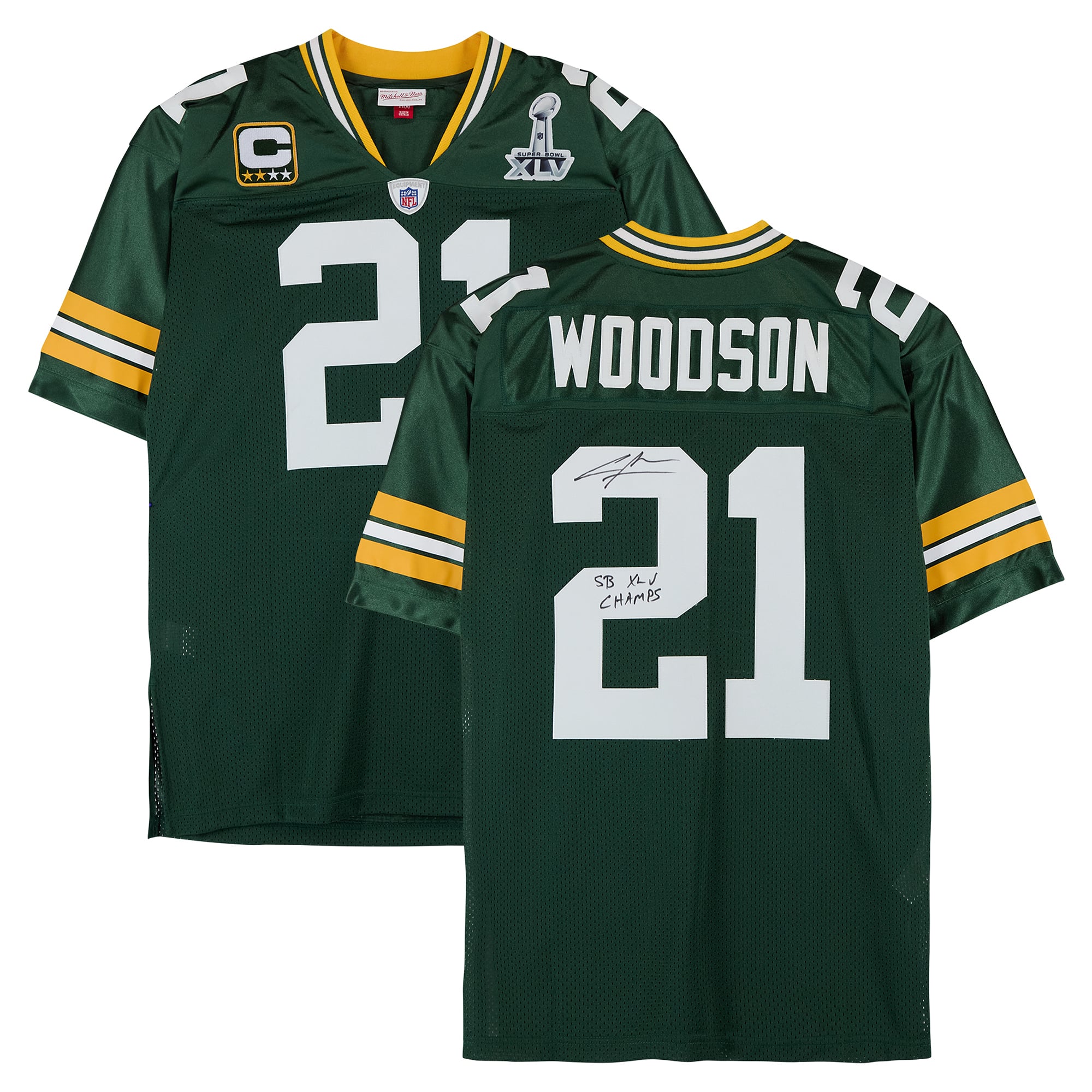 Charles Woodson Green Bay Packers Autographed Green Mitchell & Ness Authentic Jersey with "SB XLV Champ" Inscription