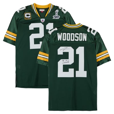 Charles Woodson Green Bay Packers Autographed Fanatics Authentic Green Mitchell & Ness Authentic Jersey with "SB XLV Champ" Inscription