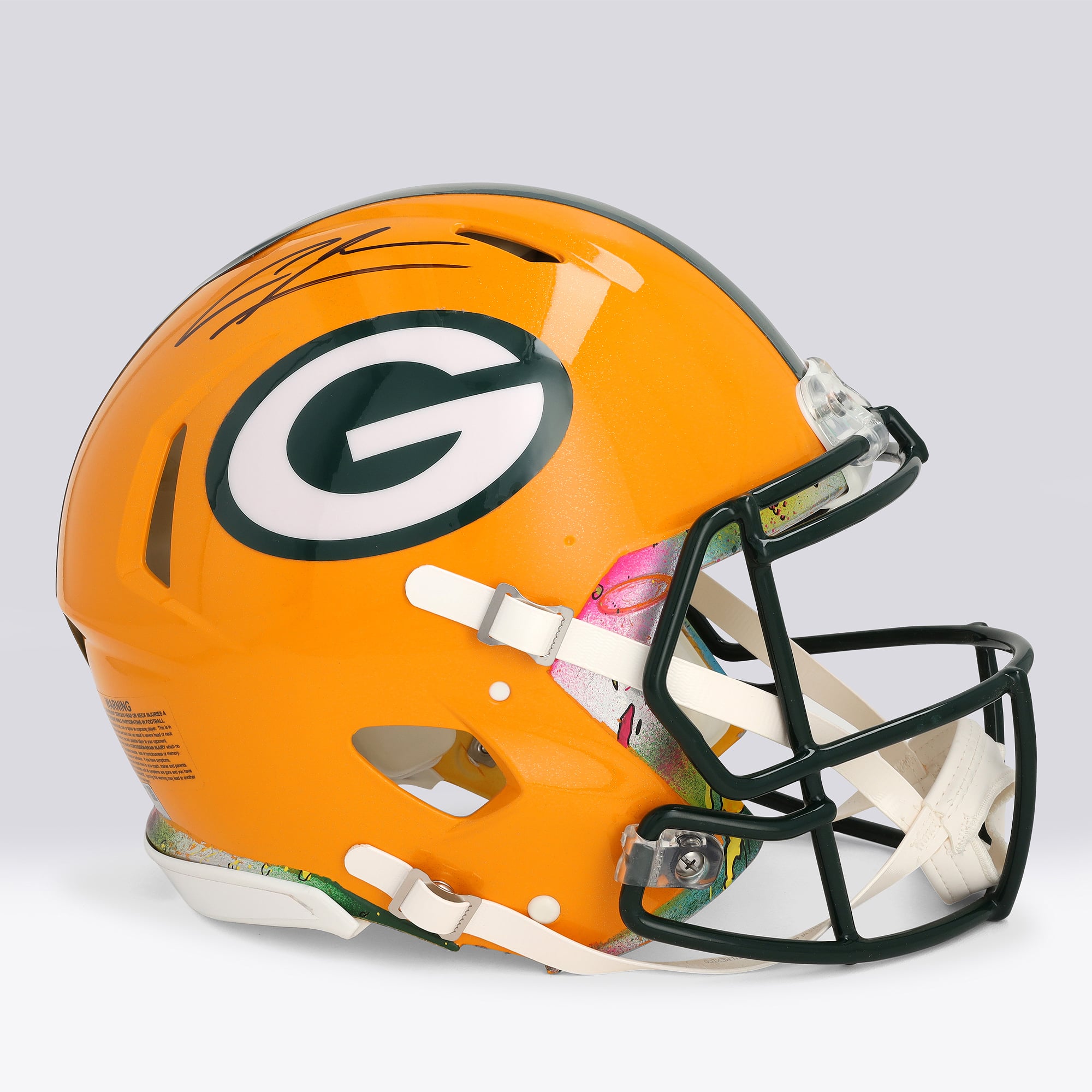 Casque Riddell Speed ​​Authentic autographié par Charles Woodson (Green Bay Packers) - Illustration de Shawn Voelker - NF70444439