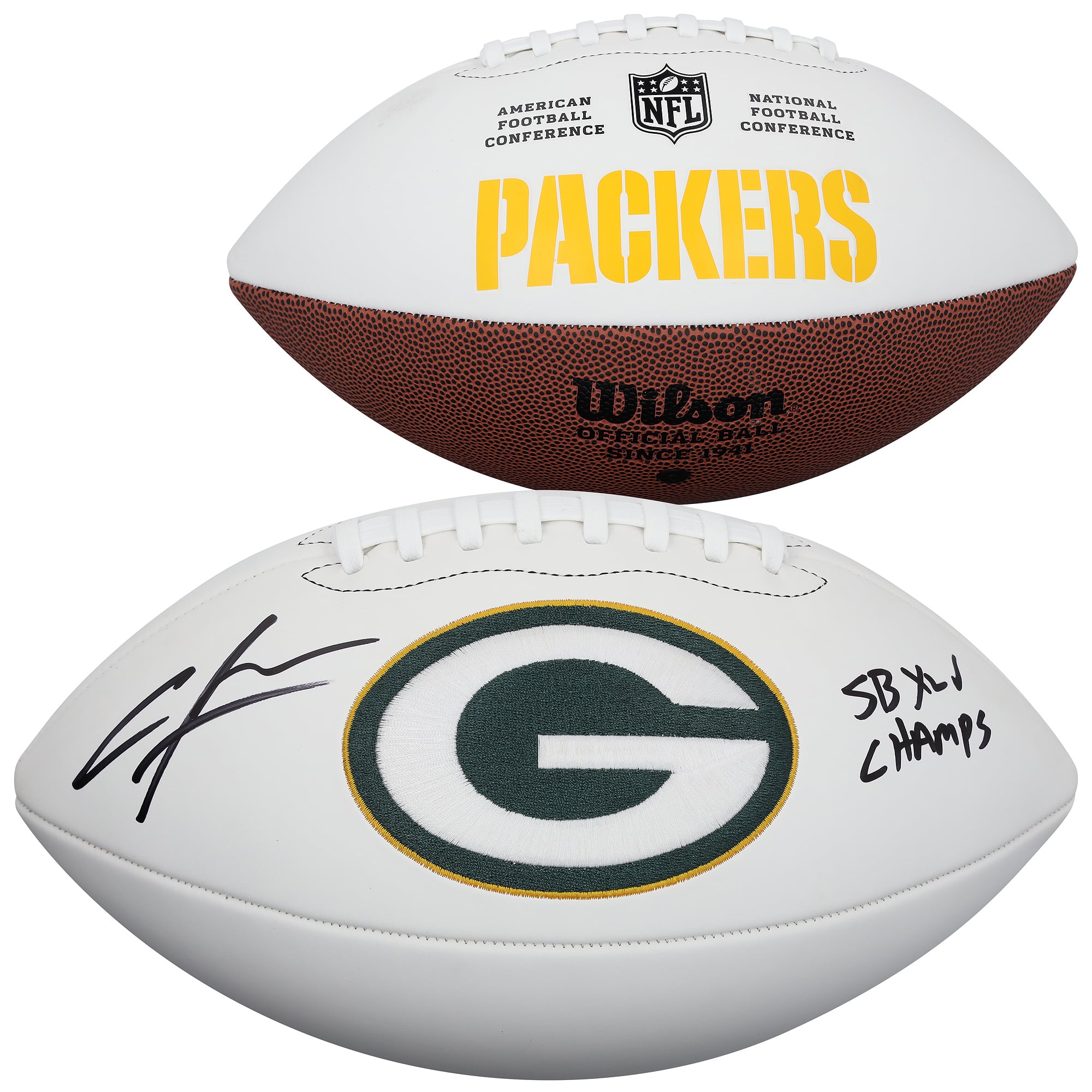 Charles Woodson Green Bay Packers Autographed Wilson White Panel Football with "SB XLV Champ" Inscription