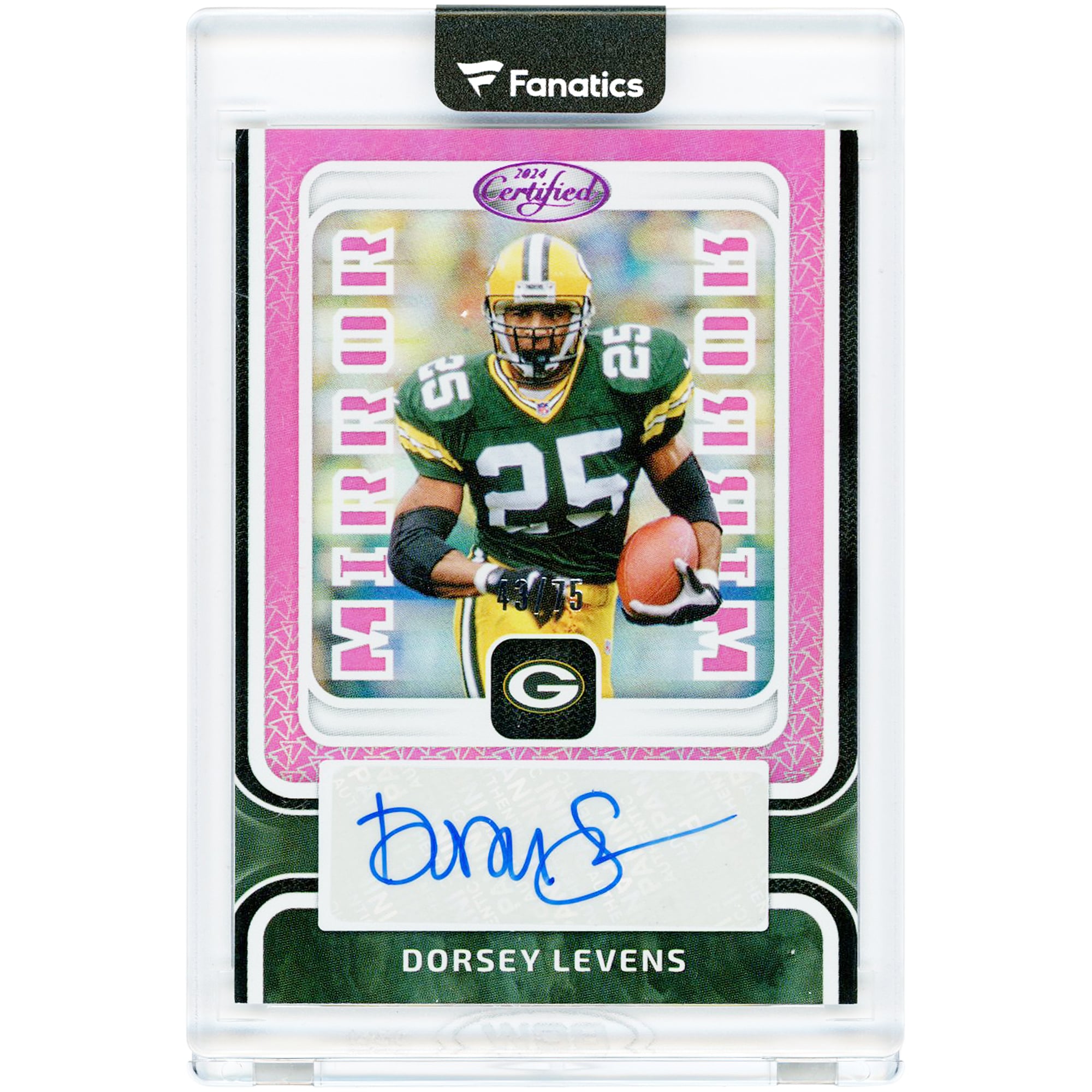 Carte Panini Certified Pink Mirror Signatures #MS-DL autographiée par Dorsey Levens (Green Bay Packers) 2024