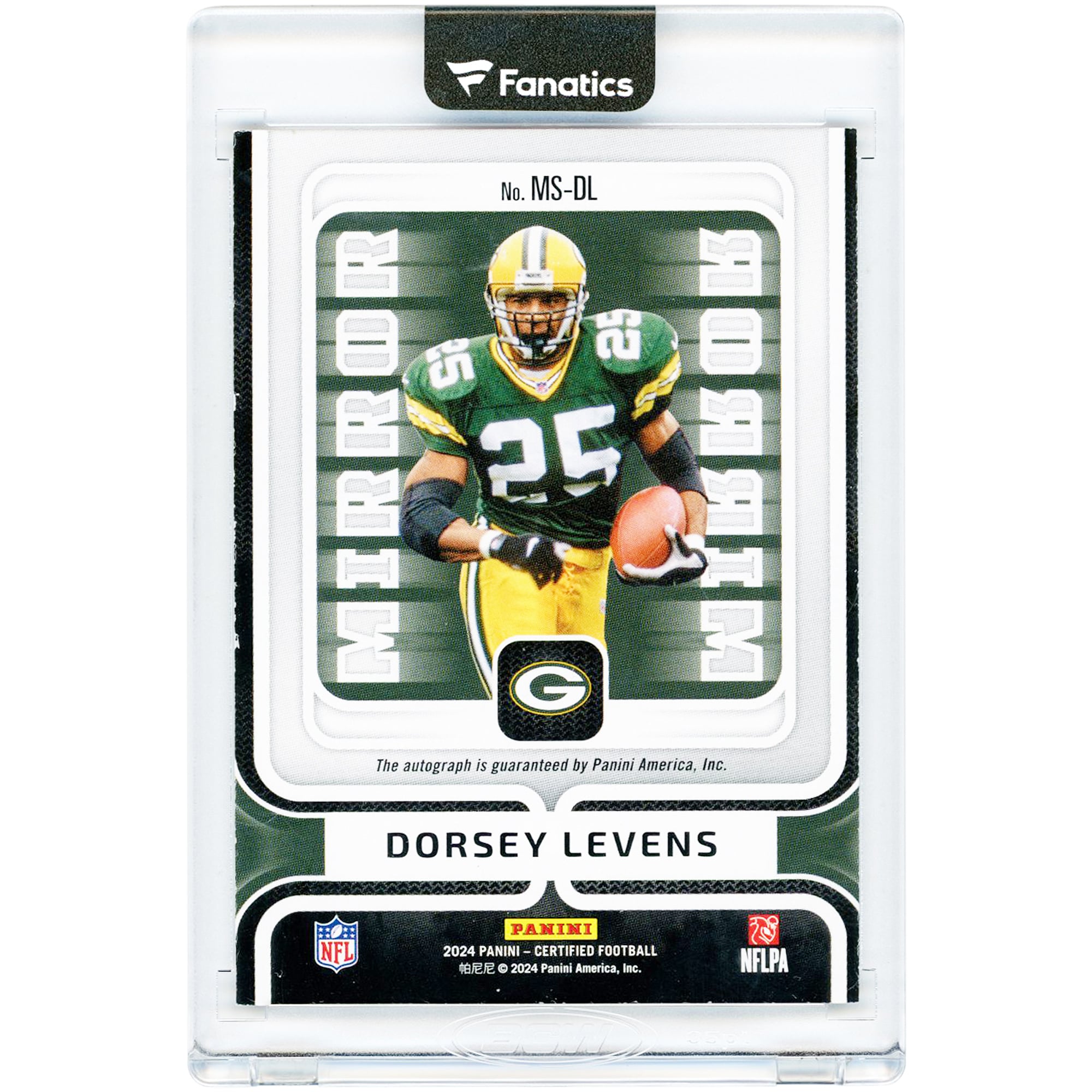 Carte Panini Certified Pink Mirror Signatures #MS-DL autographiée par Dorsey Levens (Green Bay Packers) 2024