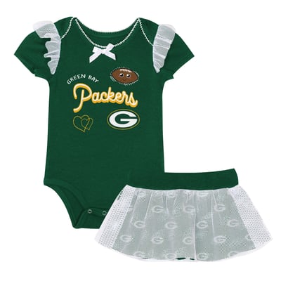 Green Bay Packers Outerstuff Girls Newborn Melted Hearts Printed Bodysuit and Skirt Set - Hunter Green
