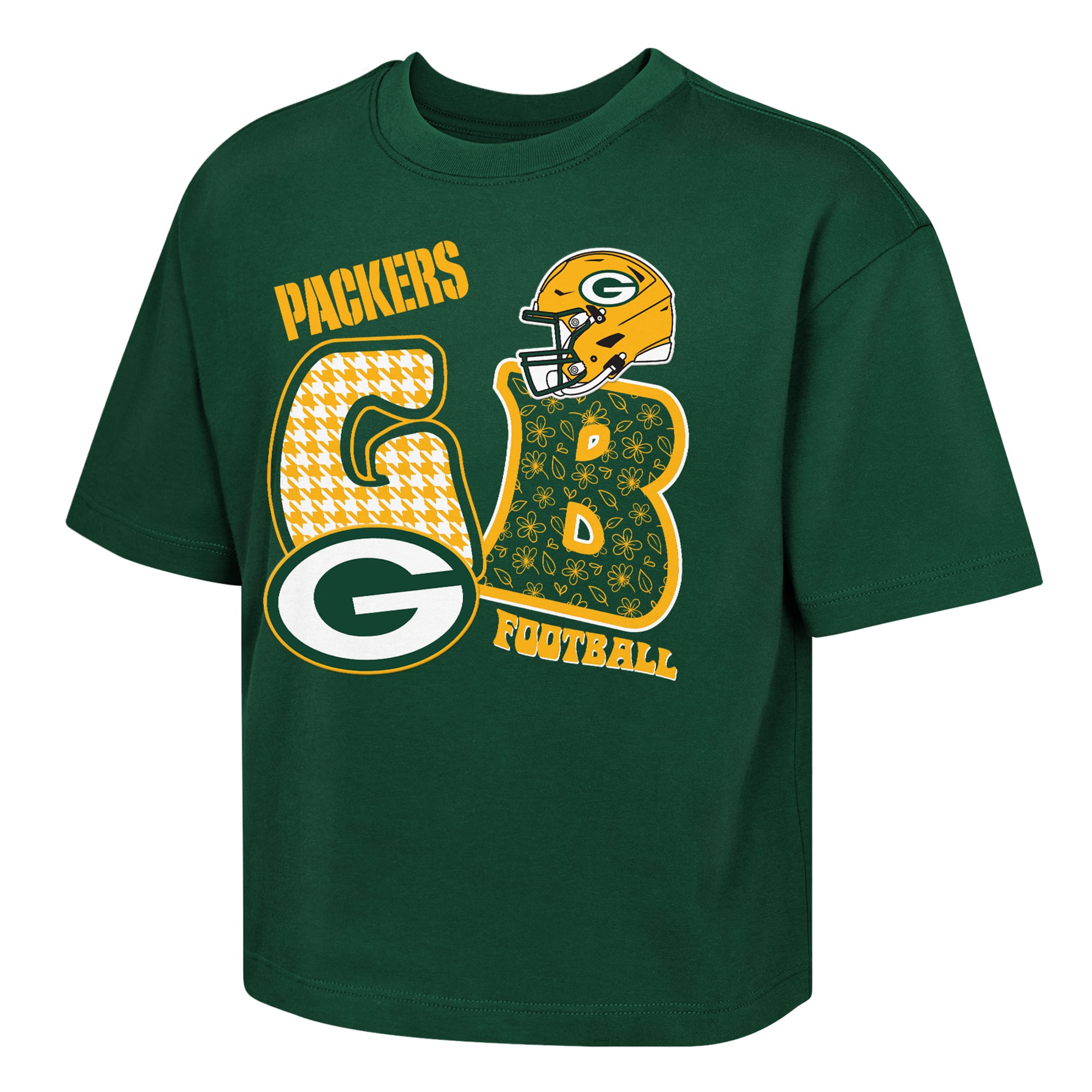 Girls Youth Outerstuff Green Bay Packers Team Quilt Boxy T-Shirt