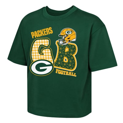  Green Bay Packers Outerstuff Girls Youth Team Quilt Boxy T-Shirt - Green