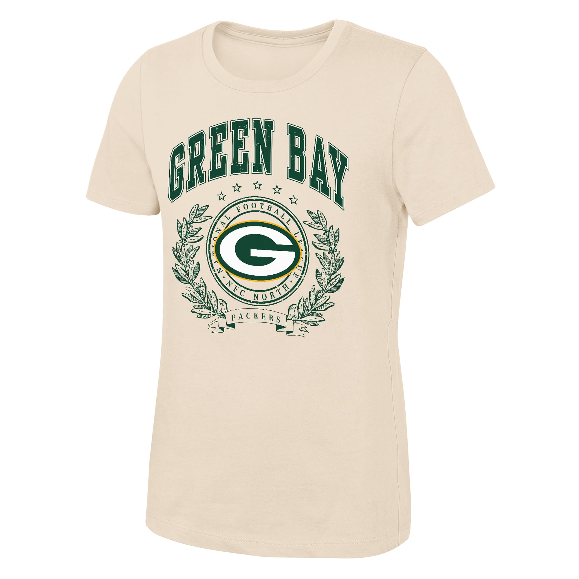 Girls Youth Outerstuff  Natural Green Bay Packers Undefeated T-Shirt