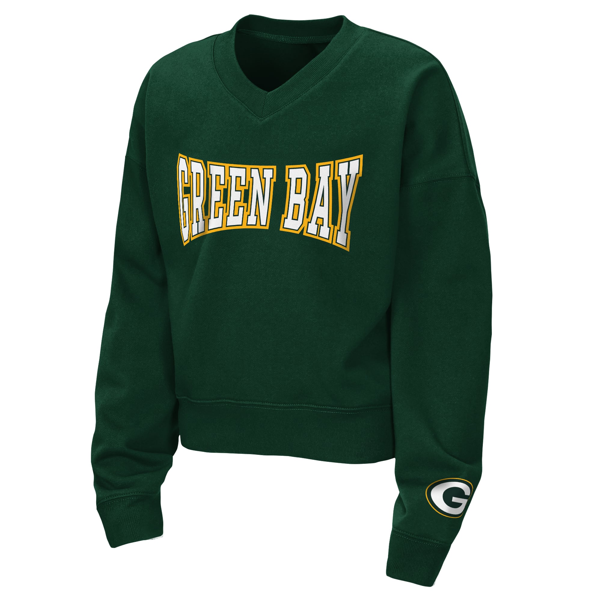 Ensemble sweat-shirt et short Green Bay Packers Red Zone en polaire à col V pour jeunes filles par Erin Andrews
