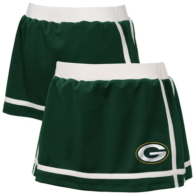  Green Bay Packers WEAR by Erin Andrews Girls Youth Special Teams Striped Skort - Green