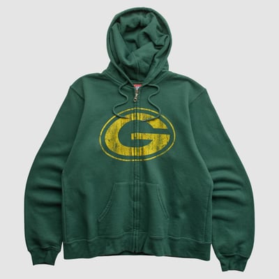 Green Bay Packers NFL 2000s Hooded Full Zip Sweatshirt - Green - M by Fanatics Real Vintage