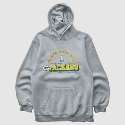 Green Bay Packers Reebok 2011 Hooded Pullover Sweatshirt - Heather Gray - XS by Fanatics Real Vintage