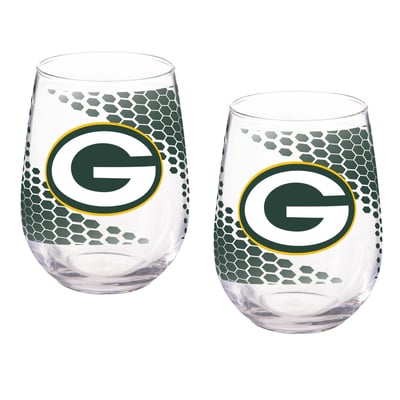 Green Bay Packers Two-Piece 17oz. Color Fade Stemless Wine Glass Set