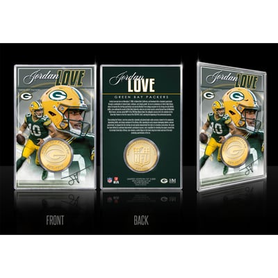 Jordan Love Green Bay Packers Highland Mint  Limited Edition Bronze Coin Card with Acrylic Holder