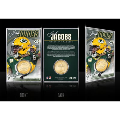 Josh Jacobs Green Bay Packers Highland Mint  Limited Edition Bronze Coin Card with Acrylic Holder