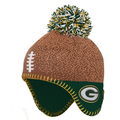 Green Bay Packers Outerstuff Infant Football Head Knit Hat - Brown