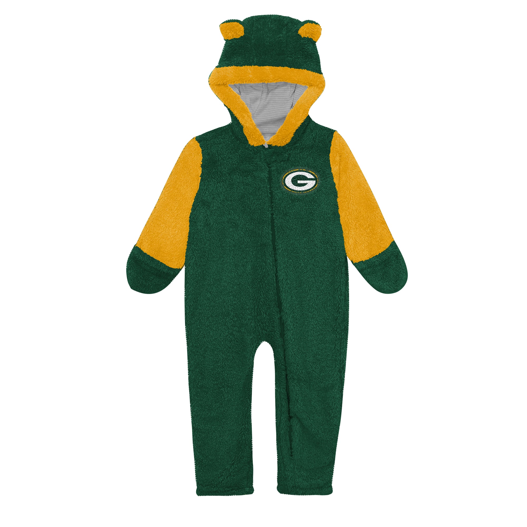 Infant Outerstuff Green Bay Packers Stay Napping Fleece Full-Zip Hooded Sleeper