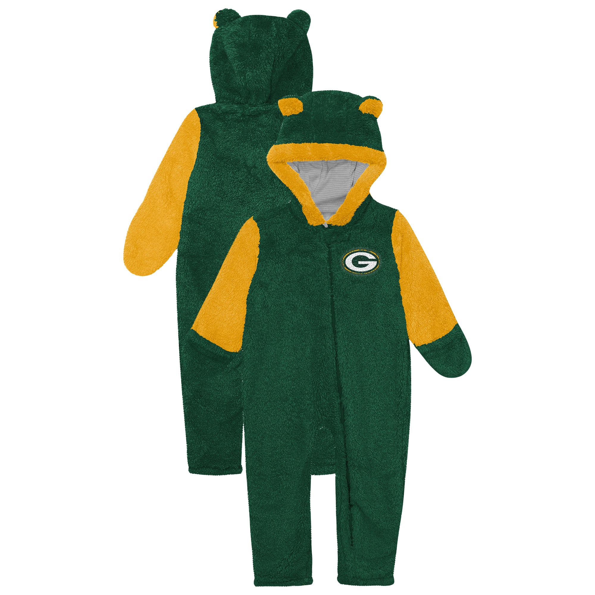 Infant Outerstuff Green Bay Packers Stay Napping Fleece Full-Zip Hooded Sleeper